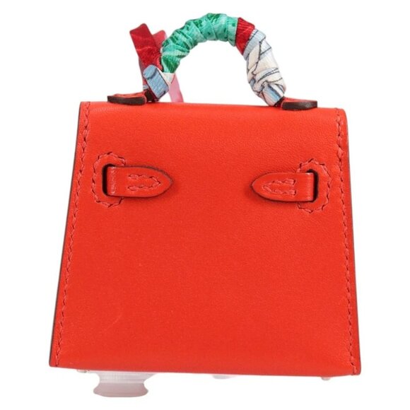HERMES Micro Kelly Bag Charm Leather Orange Auth 141175SM - Picture 2 of 16